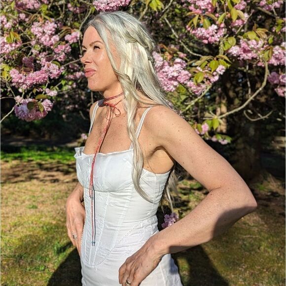 Custom Vintage Organdy Floral Embroidered Wedding Dress - Picture 6 of 16
